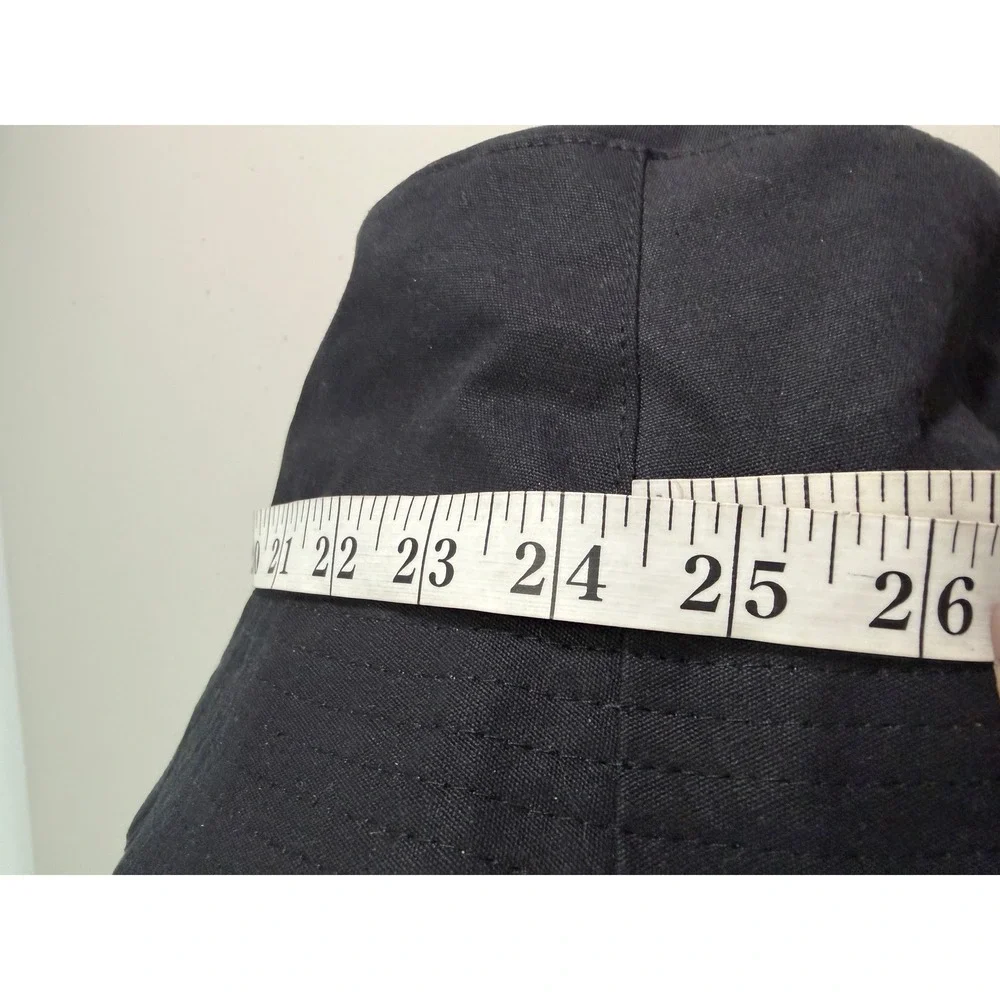NWOT Vince Black Cotton Canvas Bucket Hat Logo Stud O/S Minimalist Sun‎ Vacation